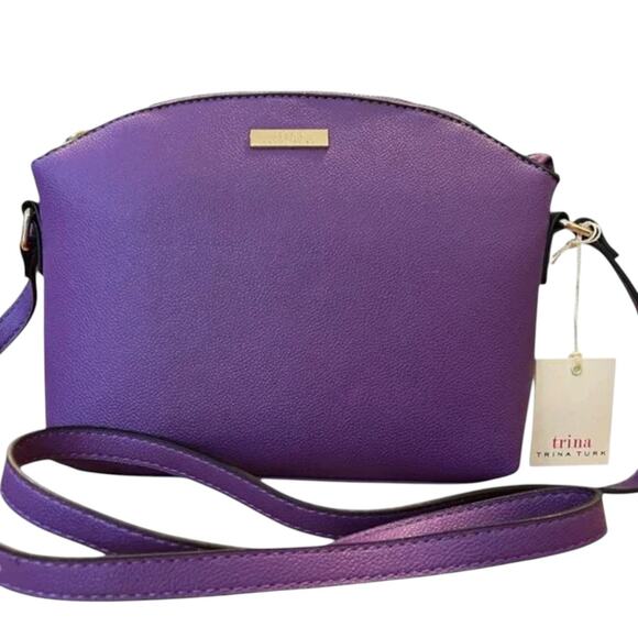 TRINA TURK Purple Vegan Leather Dome Crossbody Bag NWT *LIVE SHOW Listing* - Picture 1 of 1